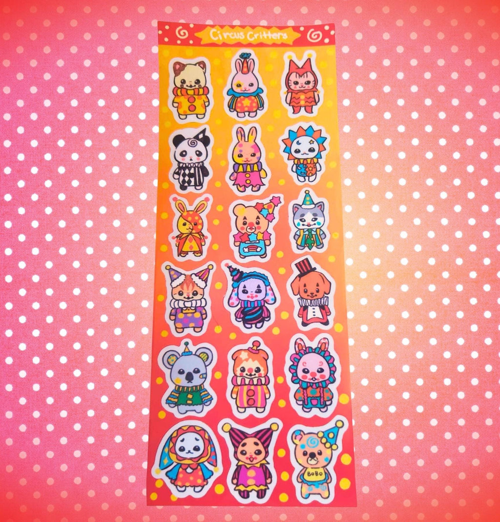Circus Critters Decora Sticker sheet | vinyl waterproof paper