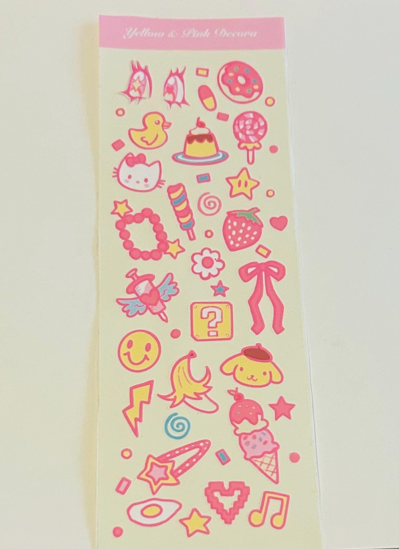 yellow and pink Decora Sticker sheet