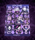 Gothic Snoopie Sticker Sheet: Glossy Vinyl Waterproof Decals