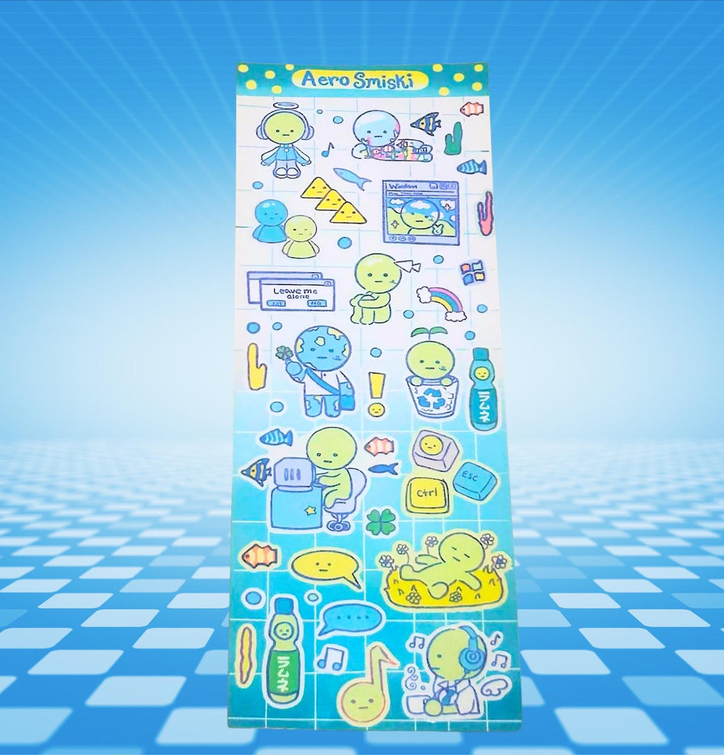Frutiger aero Smiski Sticker Sheet: Glossy Vinyl Waterproof Decals