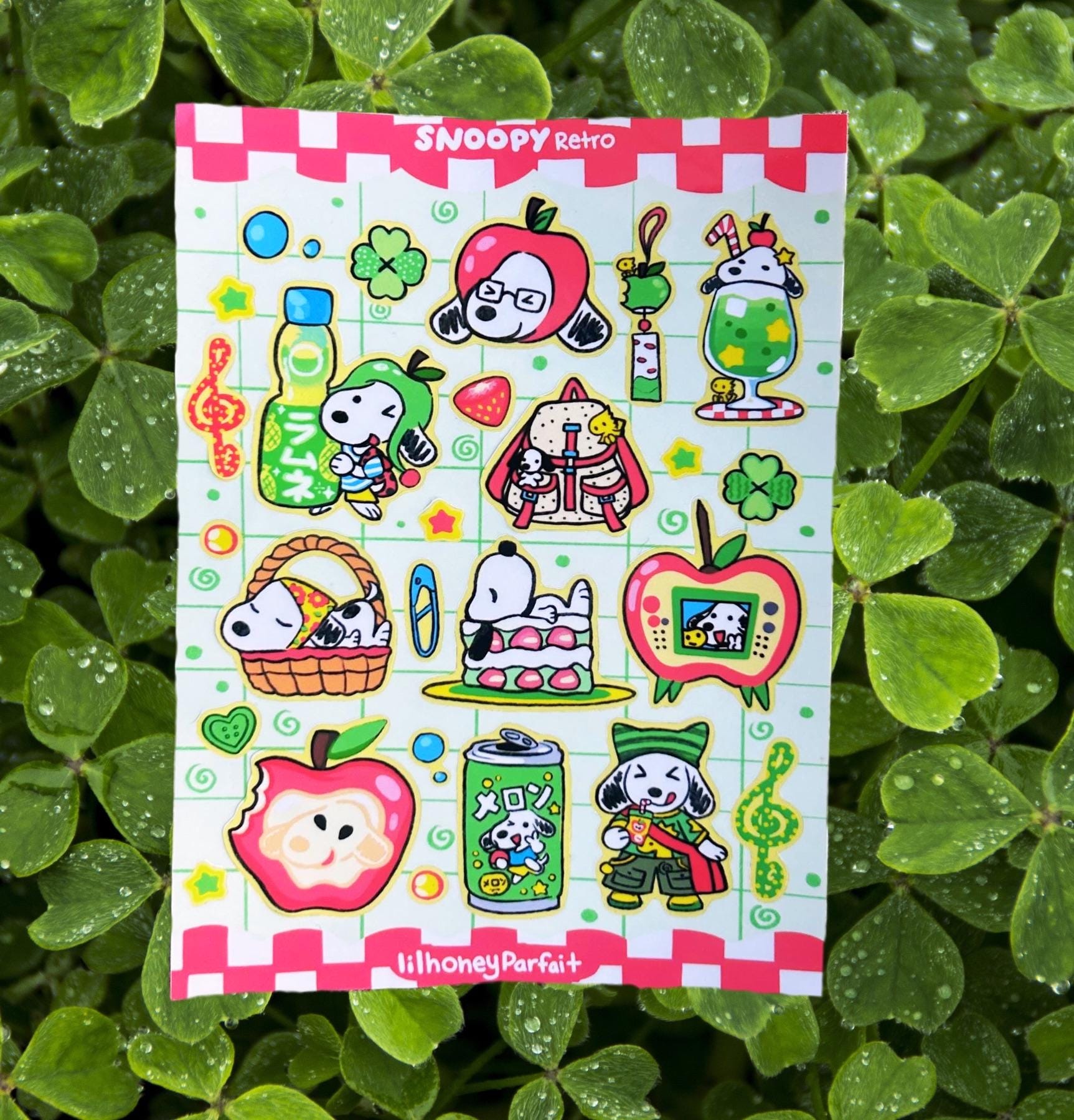 Heisei Retro Snoopie Sticker Sheet: Glossy Vinyl Waterproof Decals