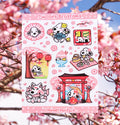 Sakura blossom Snoopie Sticker Sheet: Glossy Vinyl Waterproof Decals