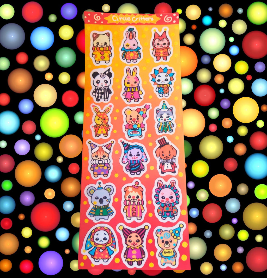 Circus Critters Decora Sticker sheet | vinyl waterproof paper