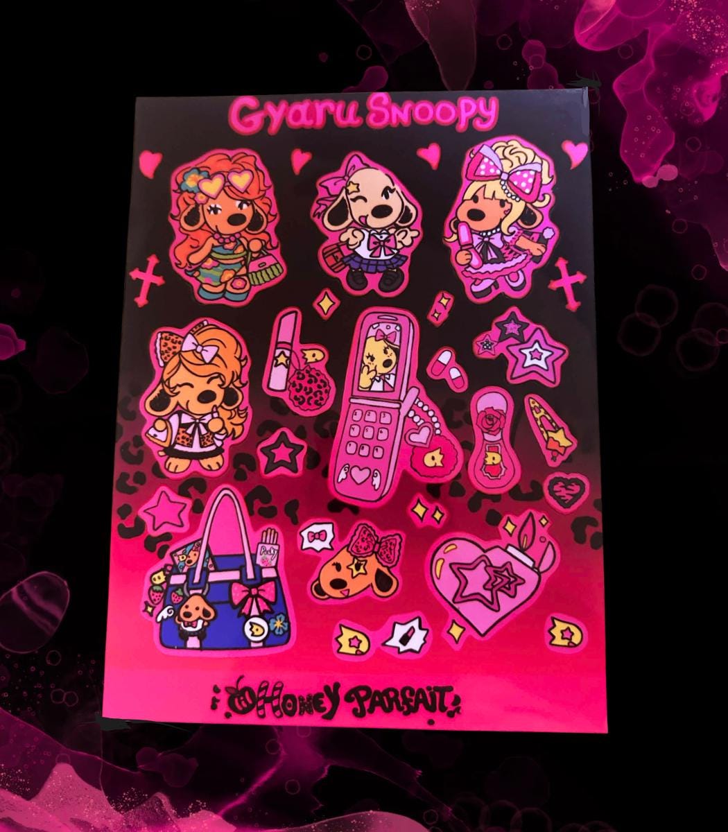 Gyaru Snoopie Sticker Sheet: Matte Waterproof Decals