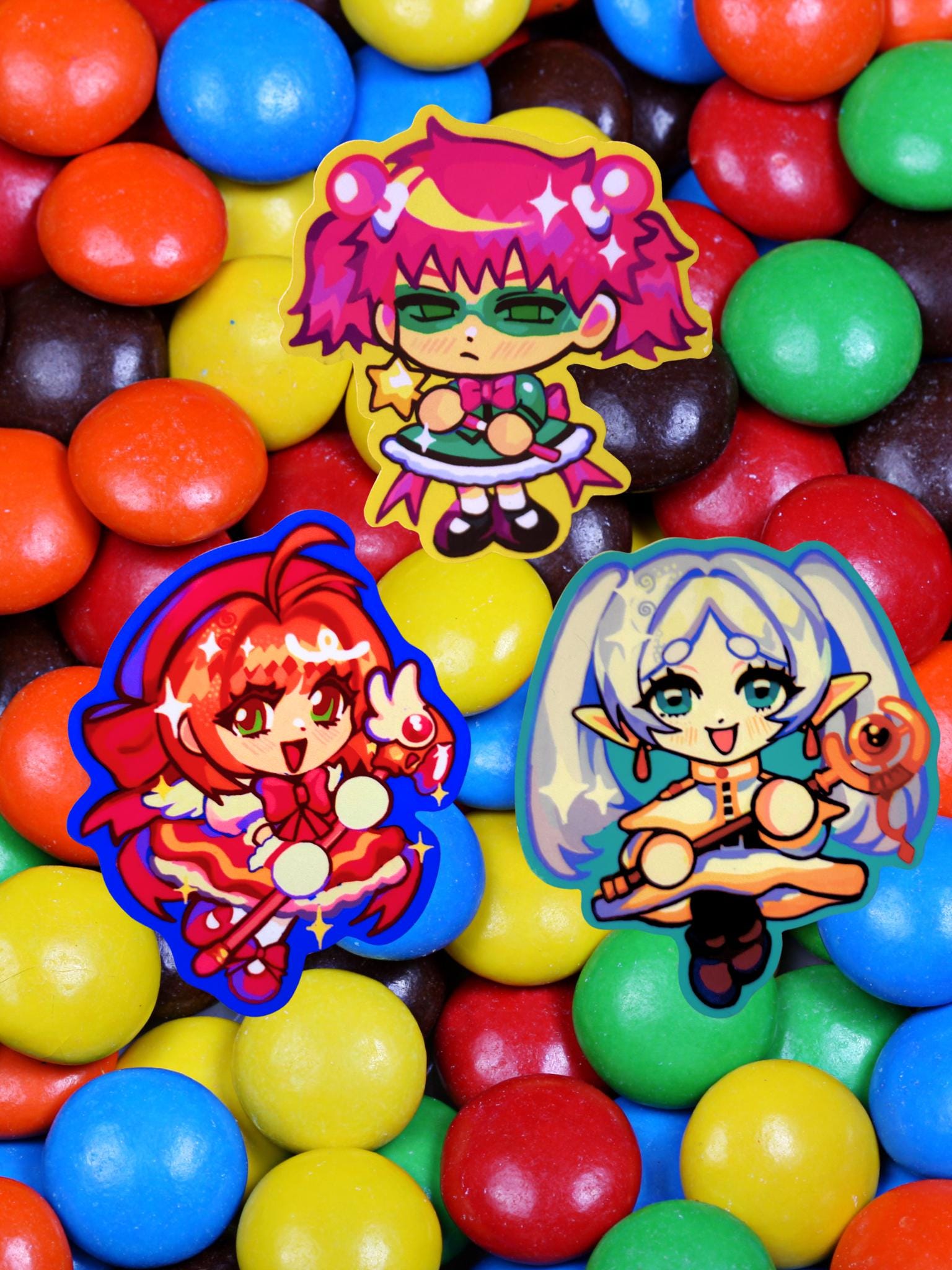 Cute Magical girl Waterproof glossy Die cut stickers
