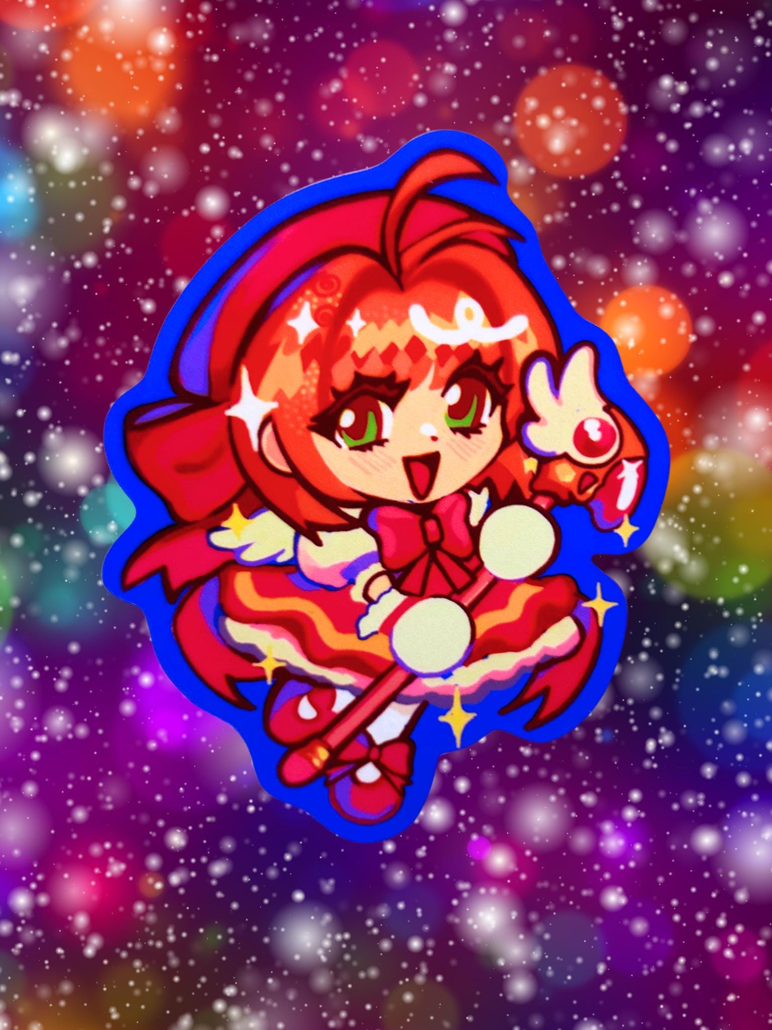 Cute Magical girl Waterproof glossy Die cut stickers