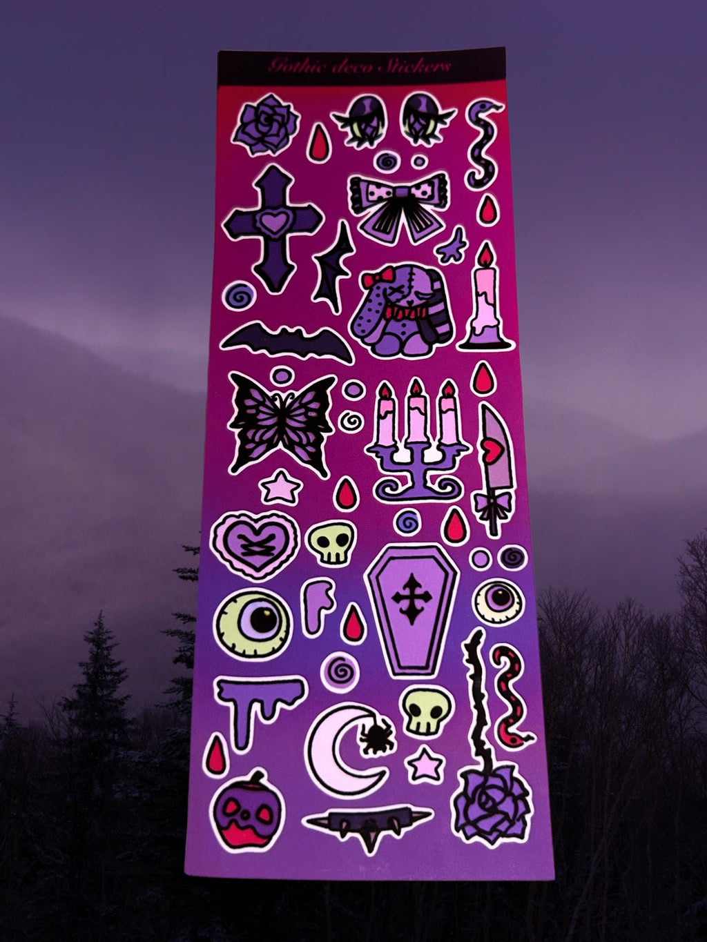 Spooky Gothic Decora Sticker sheet | Waterproof vinyl/ scratch resistant