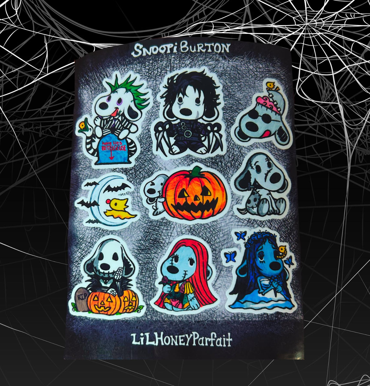 Snoopie Burton  Sticker Sheet: Glossy Vinyl Waterproof Decals